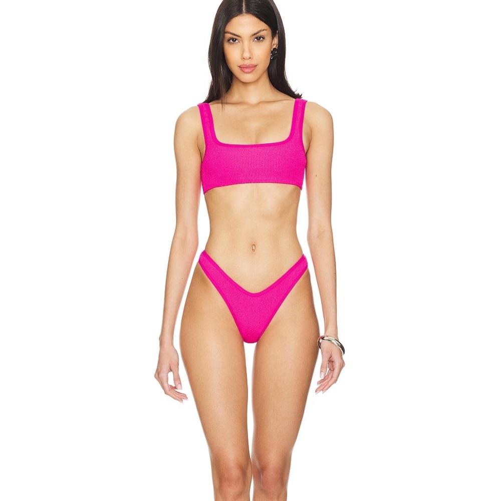 Good American Always Fit Boomerang Bikini Bottom in Pink Glow002 NWT